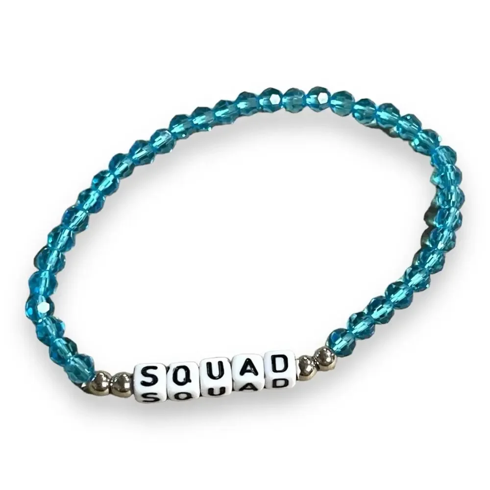 SQUAD Stretch Beaded Friendship Bracelets Set of 4 Orange Yellow Green Blue